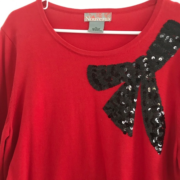 ❤️🖤 Bow sequin sweater long sleeves XL Nouvreaux - Picture 3 of 3